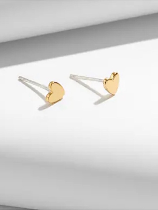 New Madewell Demi Fine 14k Gold Heart Stud Earrings - Picture 2 of 5